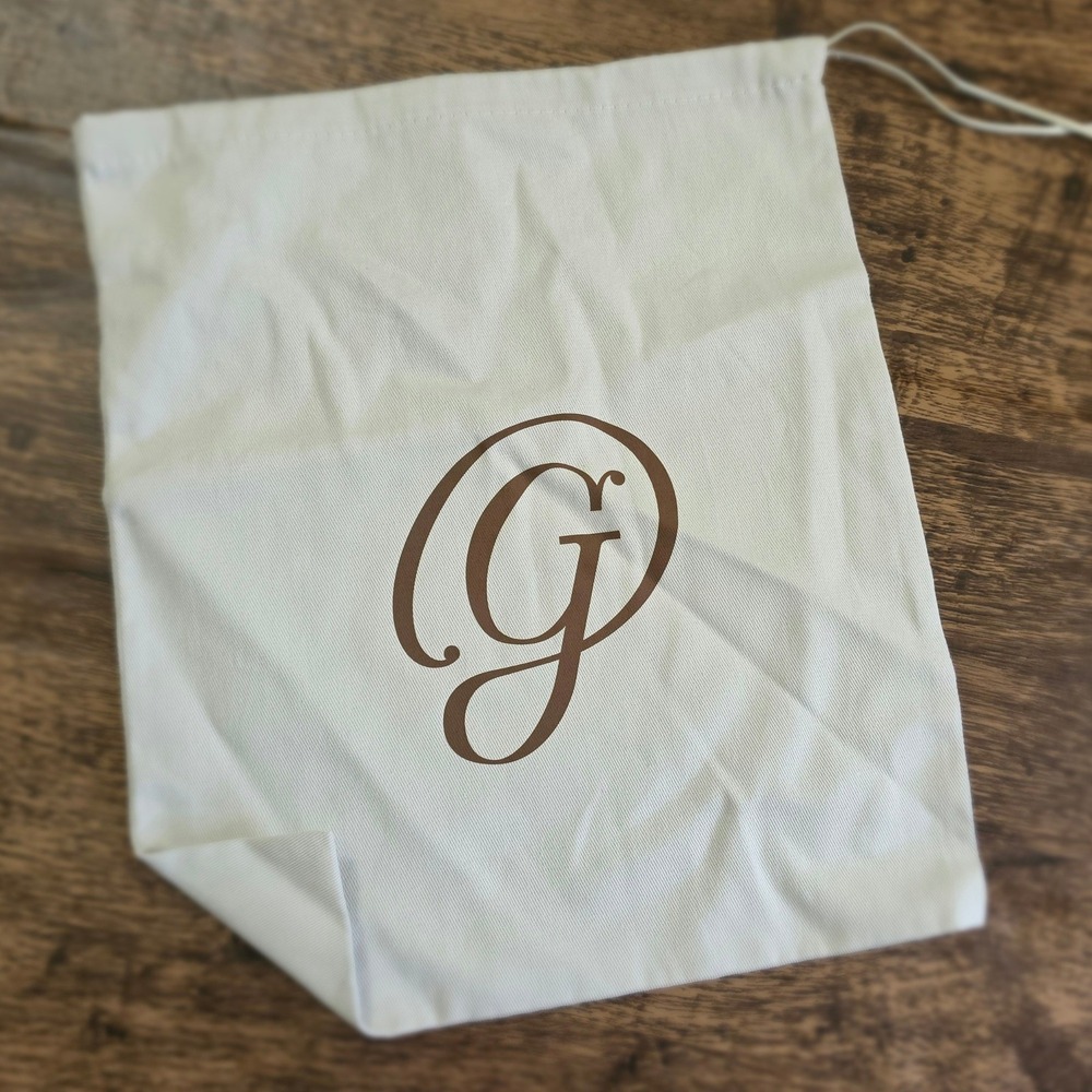 GIANVITO ROSSI Dust Bag Cream Cotton Twill Logo Drawstring Storage